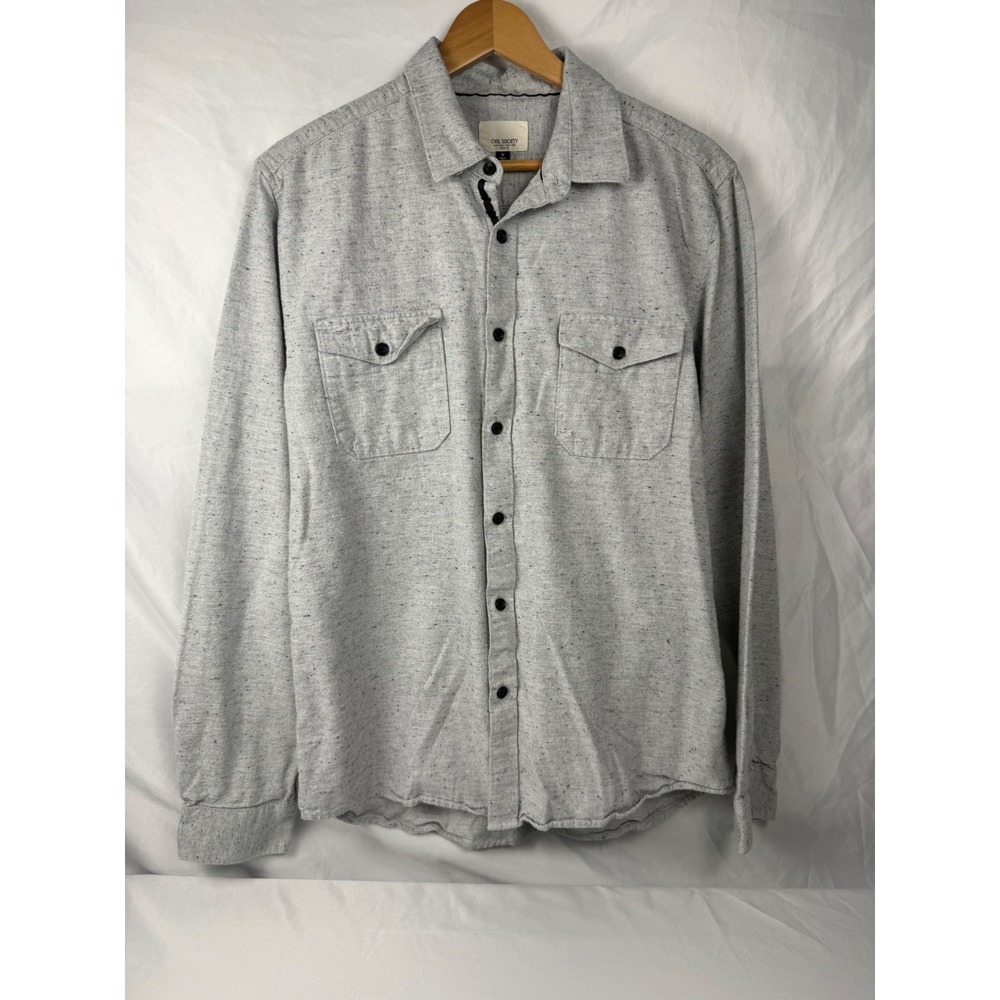 Civil Society M Gray Nep Yarn Button Up Shirt Jacket Flannel Overshirt